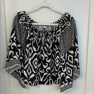 Cato Black and White Geometric Blouse